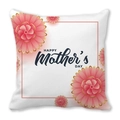 Happy Mother's Day throw pillowcase with pink floral design on peach skin fabric - 18x18 Inch / Pink Dahlia Style (33)