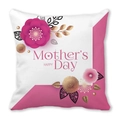 Peach skin Mother's Day pillowcase with pink floral design and Happy Mother's Day text - 18x18 Inch / White Pink Spliced Floral (37)
