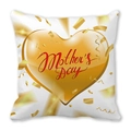 White peach skin throw pillow with golden heart and Mother's Day festive print - Large Golden Heart (33)