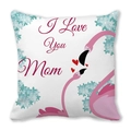 Housse de coussin peau de pêche avec flamants roses et texte I Love You Mom - 45x45 cm / Style Paire Flamant Rose (34)
