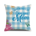 Linen Mother's Day pillow cover with blue gingham pattern and purple flower design - Blue Gingham Purple Floral Butterfly Style (15)
