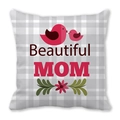 Federa a quadretti grigi con motivo Beautiful MOM e uccellini per la festa della mamma - Design di Uccello Cartone Animato a Quadretti Grigi (33)
