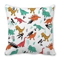 Kissenbezug mit Cartoon-Dinosaurier-Print und handgezeichneten T-Rex-Mustern - Weißer Hintergrund Orange Cyan Handgezeichneter Cartoon-Dinosaurier (36)