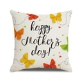 Linen square pillowcase with happy Mother's day text and colorful butterflies - Beige Origami Butterflies HAPPY Style (34)