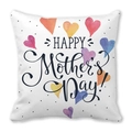 White Happy Mother's Day cushion cover with colorful watercolor hearts and black dots - 18x18 Inch / White Background Colorful Watercolor Heart Polka Dot Style (36)