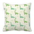 Peach skin pillowcase with repeating cute green cartoon dinosaur patterns on cream background - Fresh Dinosaur Illustration (35)