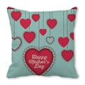 Blue Happy Mother's Day peach skin pillowcase with red heart patterns and lace detail - 18x18 Inch / Light Blue Polka Dot Red Heart (38)