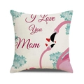 Linen Mother's Day pillowcase with pink flamingos and I Love You Mom text print - Flamingos and Hearts (34)