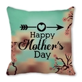 Square peach skin pillowcase with teal floral design and Happy Mother's Day print - 18x18 Inch / Teal Floral Heart Arrow Style (37)