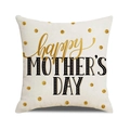 Beige Mother's Day linen pillowcase with gold dots and Happy Mother's Day text - Beige Gold Polka Dots HAPPY Style (35)