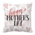 Peach skin pillowcase featuring pink watercolor hearts and Happy Mother's Day text - 18x18 Inch / White Background Watercolor Pink Purple Heart Style (37)
