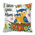 Kissenbezug aus Pfirsichhaut mit Eulen-Illustration und I love you Mom Aufdruck - Eule Mutter Und Kind (36) / 45x45 cm