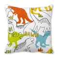 Cute cartoon dinosaur pattern pillowcase in peach skin fabric with colorful dinosaurs - RAWR Sound Cartoon (36)