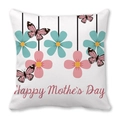 Square Mother's Day peach skin pillowcase with 'Happy Mother's Day' floral print - 18x18 Inch / Hanging Colorful Butterflies Style (35)
