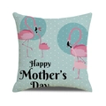Linen Mother's Day pillowcase with pink flamingos and white dots on light blue background - Blue Polka Dot Flamingo (35)