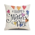 Linen Mother's Day pillowcase with colorful watercolor hearts and Happy Mother's Day text - Beige Colorful Watercolor Heart HAPPY Style (36)