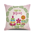 Linen Mother's Day cushion cover with floral wreath and Thank You Mom text - Pink Polka Dots Thank You Mom (Style 38)