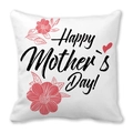 White Mother's Day pillowcase with Happy Mother's Day text and red floral heart pattern - 18x18 Inch / White Background Black Cursive Red Heart Floral Style (38)
