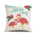 Linen Mother's Day cushion cover with pink flamingos and Happy Mother's Day text - Flamingo and Hibiscus (36)