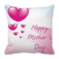 Μαξιλαροθήκη Happy Mother's Day με ροζ καρδιές με φτερά σε λευκό ύφασμα peach skin - Στυλ Φτερωτή Καρδιά με Ροζ Μπλε Ντεγκραντέ (39) / 45x45cm