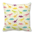 Square peach skin pillowcase with colorful cartoon dinosaur silhouettes on white background - Colorful Dinosaur Silhouette (36)