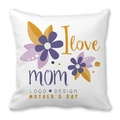 Federa quadrata I Love Mom in pelle di pesca con fiori viola per la festa della mamma - Floreale Viola I Love Mom (36)