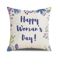 Linen pillow cover featuring Happy Woman's Day text with purple floral patterns - Purple Floral Happy Woman's Day (Style 39)