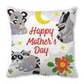 Housse de coussin Fête des Mères avec animaux mignons et texte Happy Mother's Day - 45x45 cm / Style Famille Koala (37)