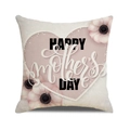 Linen Mother's Day pillow cover with pink flowers and Happy Mother's Day heart design - Pink Floral Heart Background Style (4602431833179)