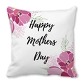 Happy Mothers Day square cushion cover with pink floral pattern and handwritten text - 18x18 Inch / White Background Pink Purple Tulip Floral Style (39)