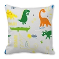Square peach skin pillowcase with colorful cartoon dinosaurs and Roar text design - ROAR Sound Colorful (38)