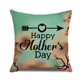 Linen Mother's Day pillow cover with pink cherry blossoms and gradient teal background - Linen Effect Gradient Background Pink Cherry (37)