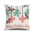 Federa in lino per la festa della mamma con fiori e testo Happy Mother's Day - Stile Farfalla Floreale Blu Rosa (35)