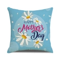 Linen Mother's Day pillowcase in sky blue featuring white daisies and festive greeting - Sky Blue Base White Daisy (Style 40)