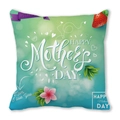 Mint green Mother's Day peach skin pillowcase with floral prints and I Love You text - 18x18 Inch / Mint Green Frangipani Heart Style (39)