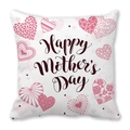 White Happy Mother's Day peach skin pillowcase with pink hearts and script text - 18x18 Inch / White Background Pink Purple Multi-Pattern Heart Style (40)