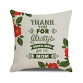 Linen square pillowcase with floral prints and Thank You Mom message for Mother's Day gift - Gratitude Slogan Floral (38)