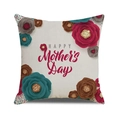 Linen Mother's Day cushion cover with floral print and Happy Mother's Day text - Multicolor Rose Combo (39)