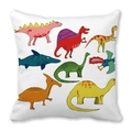 White square peach skin pillowcase with colorful cartoon dinosaur patterns for kids - Lively Cartoon Series (40)