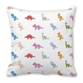 Cartoon dinosaur print pillowcase in soft peach skin fabric featuring various species - Colorful Hand Drawn Dinosaur Array (39)