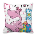 Kissenbezug aus Pfirsichhaut mit rosa Cartoon-Dinosaurier und M is for MOM Schriftzug - Dinosaurier Mutter Und Kind (40) / 45x45 cm
