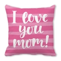 Federa quadrata a righe rosa con scritta artistica bianca I love you mom - Strisce Rosa Scuro/Chiaro I Love You Mom (40)