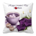 Housse de coussin peau de pêche avec fleurs, thé et macarons pour fête des mères - 45x45 cm / Style Roses Thé de l'Après-midi (40)