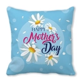 Light blue peach skin pillowcase with white daisies and Happy Mother's Day text - Light Blue Base White Daisy (40)