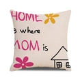 Federa in lino con scritta HOME is where MOM is e decorazioni floreali su bianco - Stile Grappolo Di Fiori Lettera Casa (39)