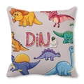 Peach skin pillowcase featuring colorful cartoon dinosaurs on a soft lavender background - Colorful Cartoon Dinosaur (40)