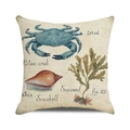 Macro shot of blue crab and seashell vintage illustration on a linen pillow cover - Blue Crab Shell Illustration (4)