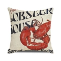 Macro detail of high-quality linen texture on retro Lobster House decorative cushion cover - Retro Lobster House Pattern (14) / 45cmx45cm