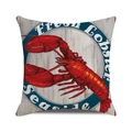 Detail of nautical square cushion cover with red lobster and Fresh Lobster typography - Fresh Lobster Seaside Style (18) / 45cmx45cm