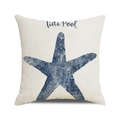 Dettaglio della fodera per cuscino quadrata con stampa a stella marina e testo Tide Pool - Design Stella Marina Blu Scuro (5) / 45*45cm